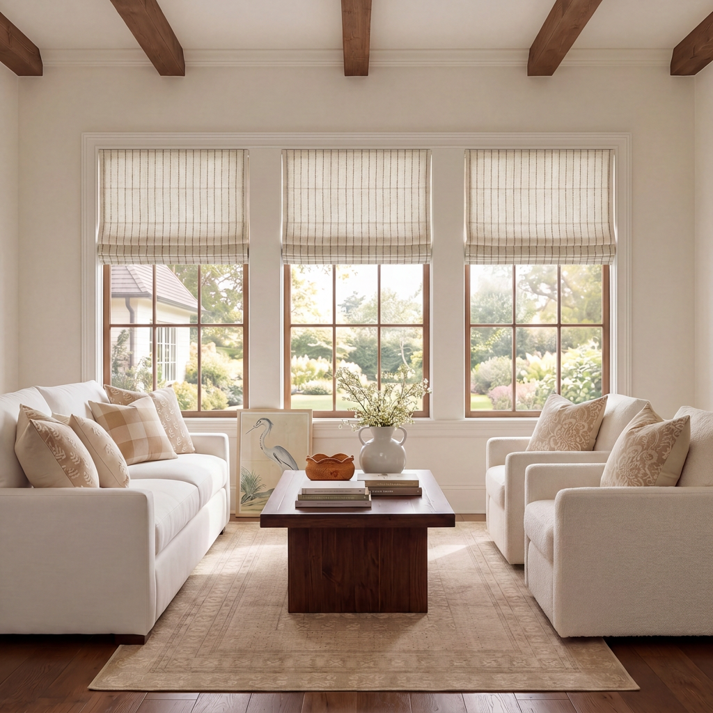 Thal Linen Roman Shade Cordless