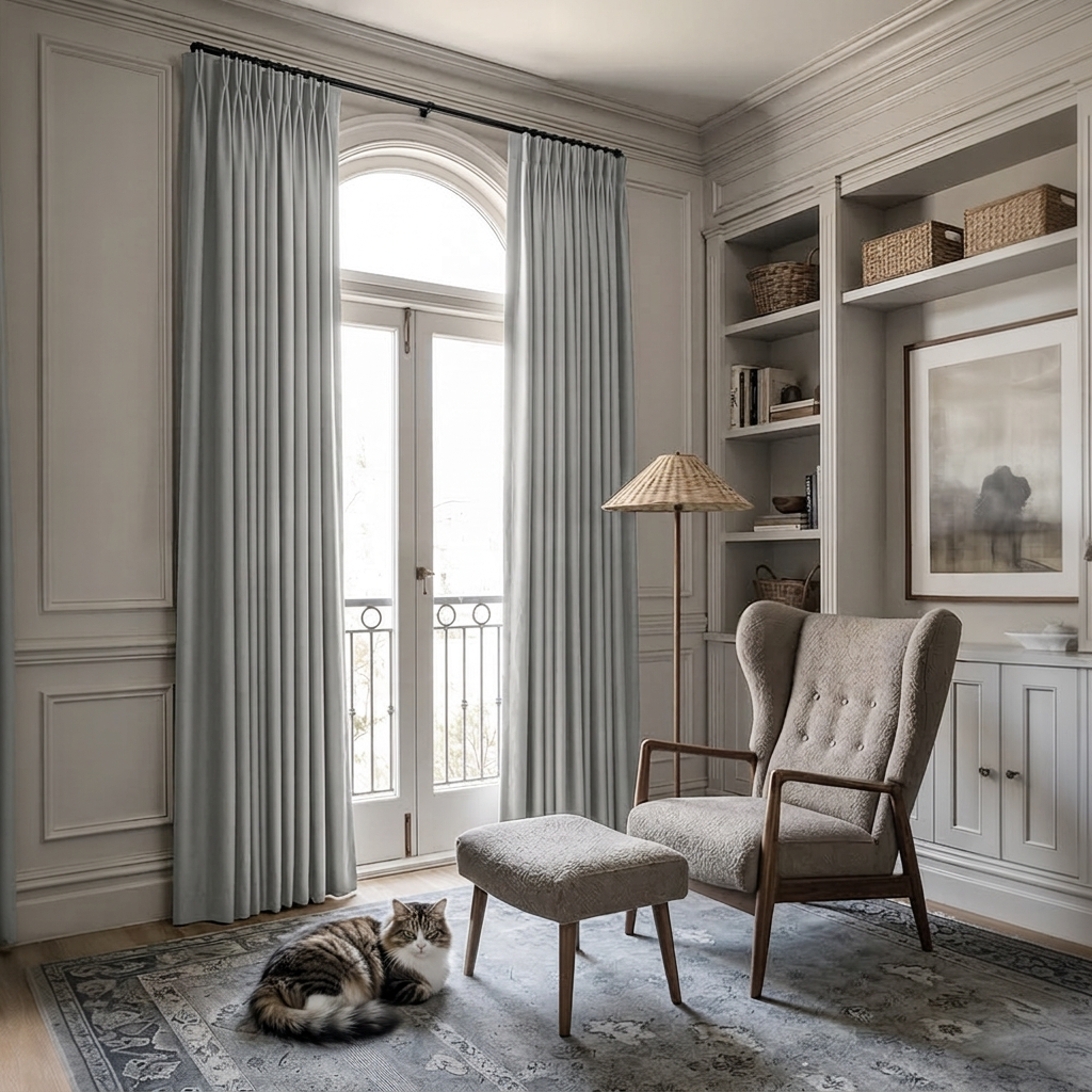 Camille Luxury Linen Cotton Curtain Pleated