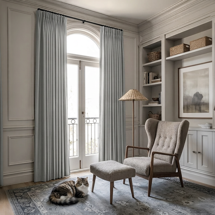 Camille Luxury Linen Cotton Curtain Pleated