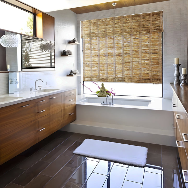 Natural Ramie Jute Woven Wood Shades - Walnut