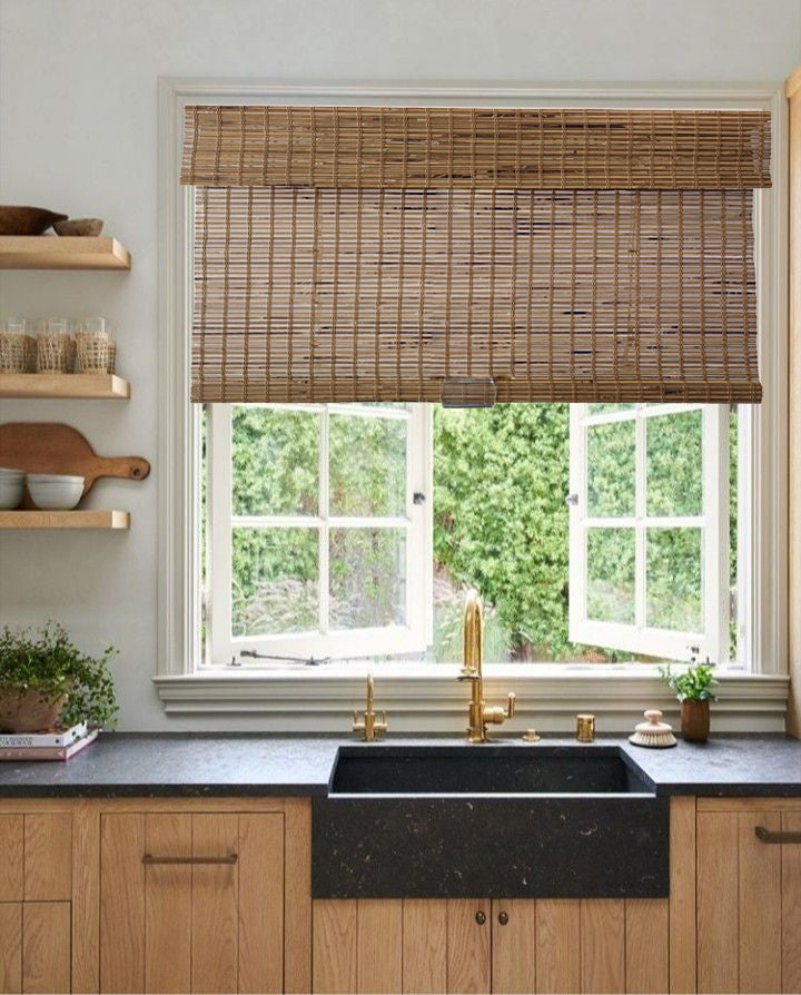 Natural Bamboo Roman Shade - Almond
