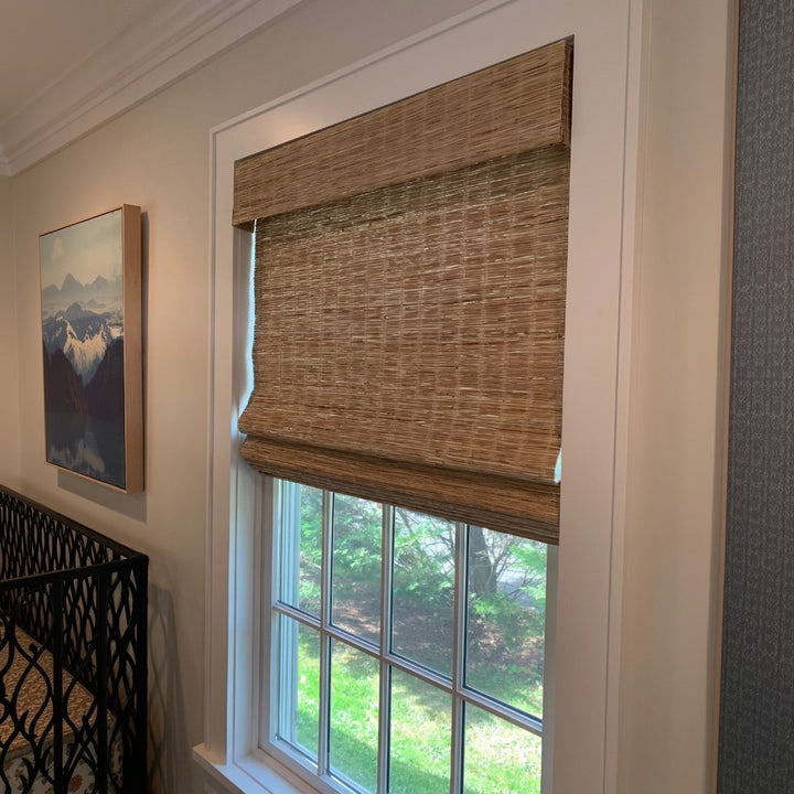 Natural Ramie Jute Woven Wood Shades - Walnut