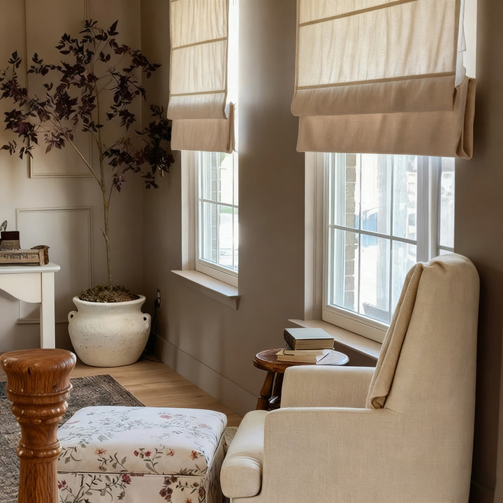 Selene Linen Roman Shade Cordless