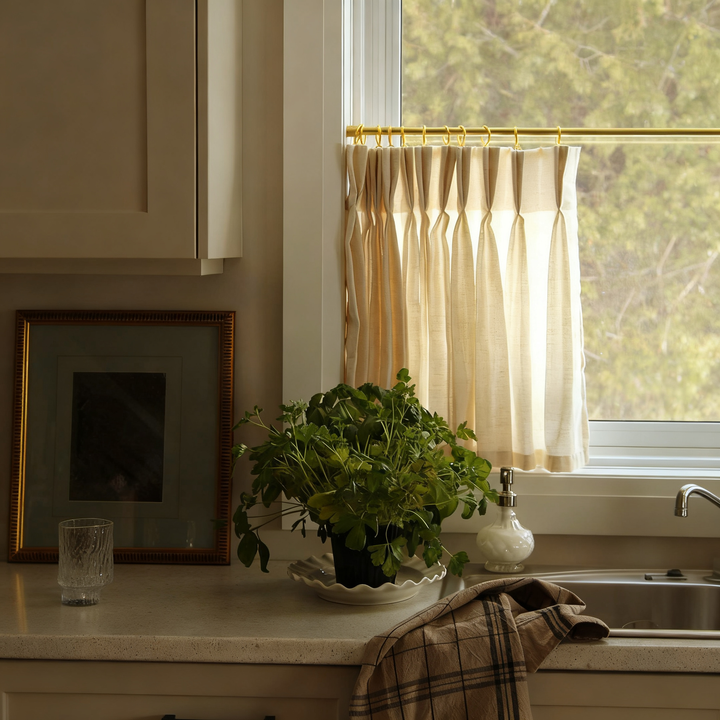 Lia Linen Pleated Cafe Curtains
