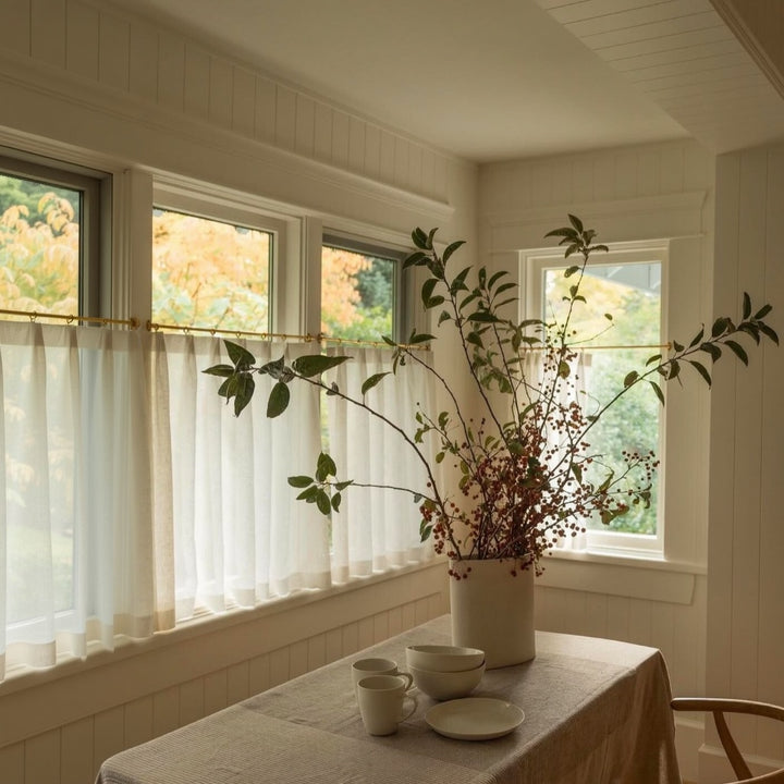Lia Linen Pleated Cafe Curtains